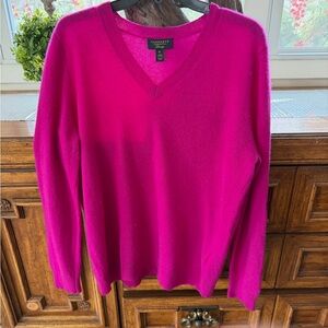 Charter Club Hot Pink V‑Neck Cashmere Sweater